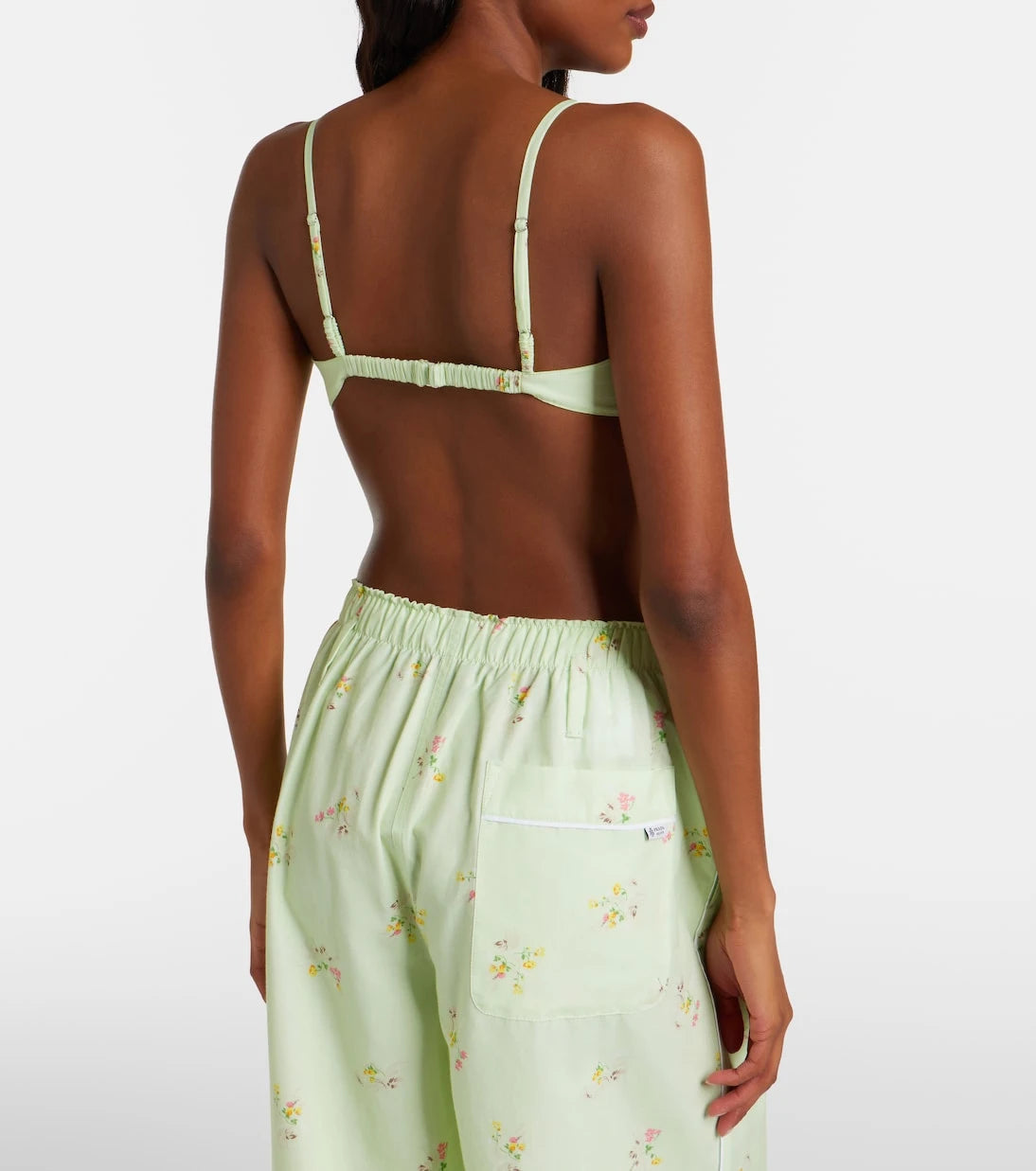 Prada - Floral lace-trimmed cotton bra top