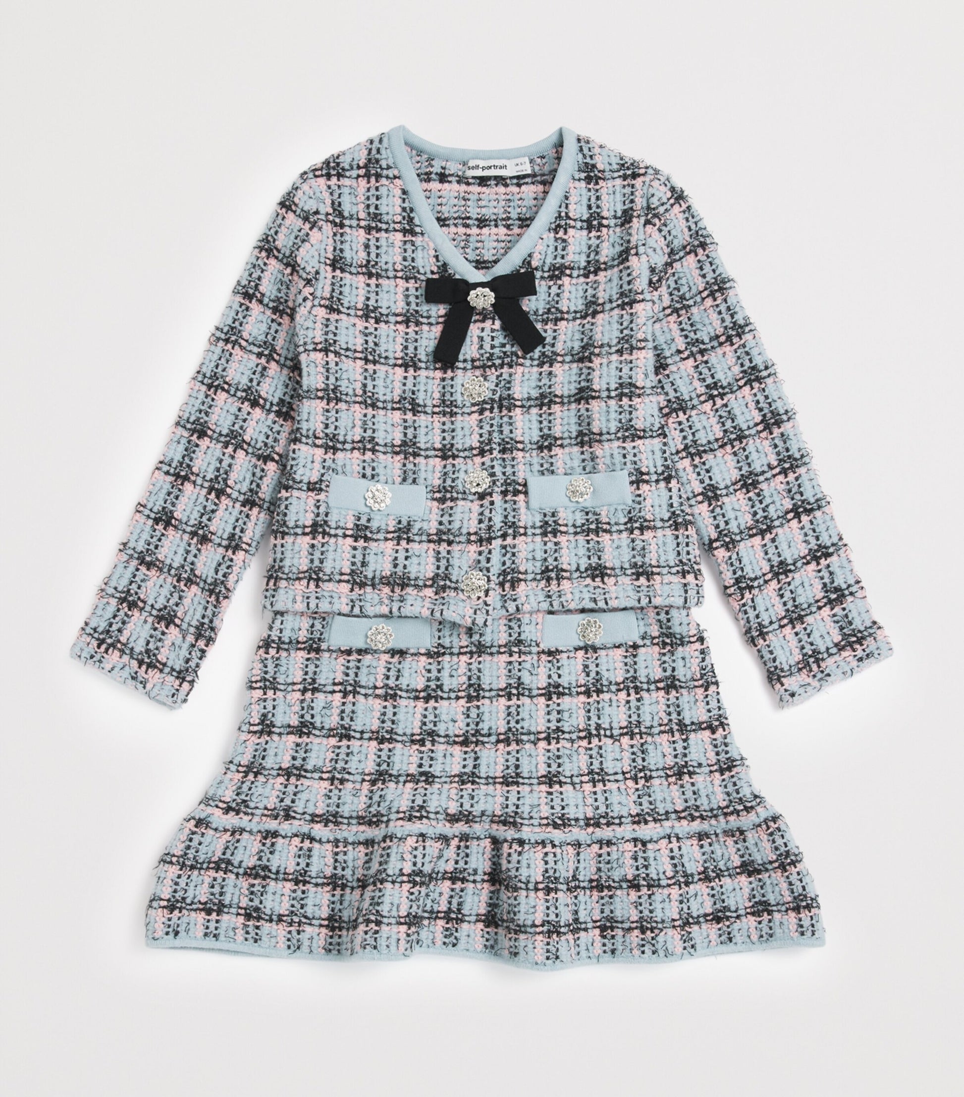 Self-Portrait Kids Cotton-Blend Check Cardigan (3-12 Years)