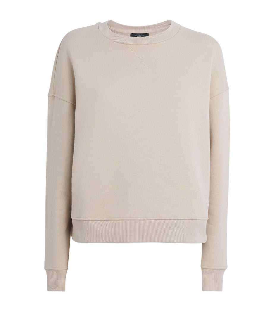 Weekend Max Mara Beige Cotton-Blend Embroidered-Logo Sweatshirt