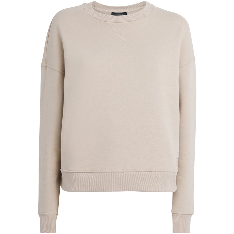 Weekend Max Mara Beige Cotton-Blend Embroidered-Logo Sweatshirt