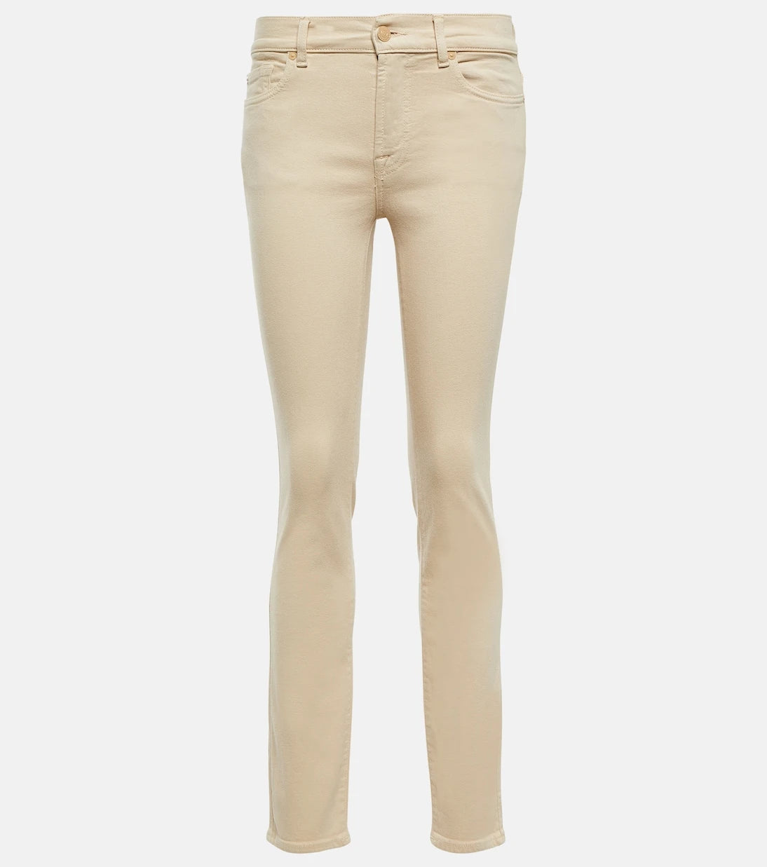 7 For All Mankind - بنطال جينز روكسان بقصّة سلم وخصر متوسط الارتفاع