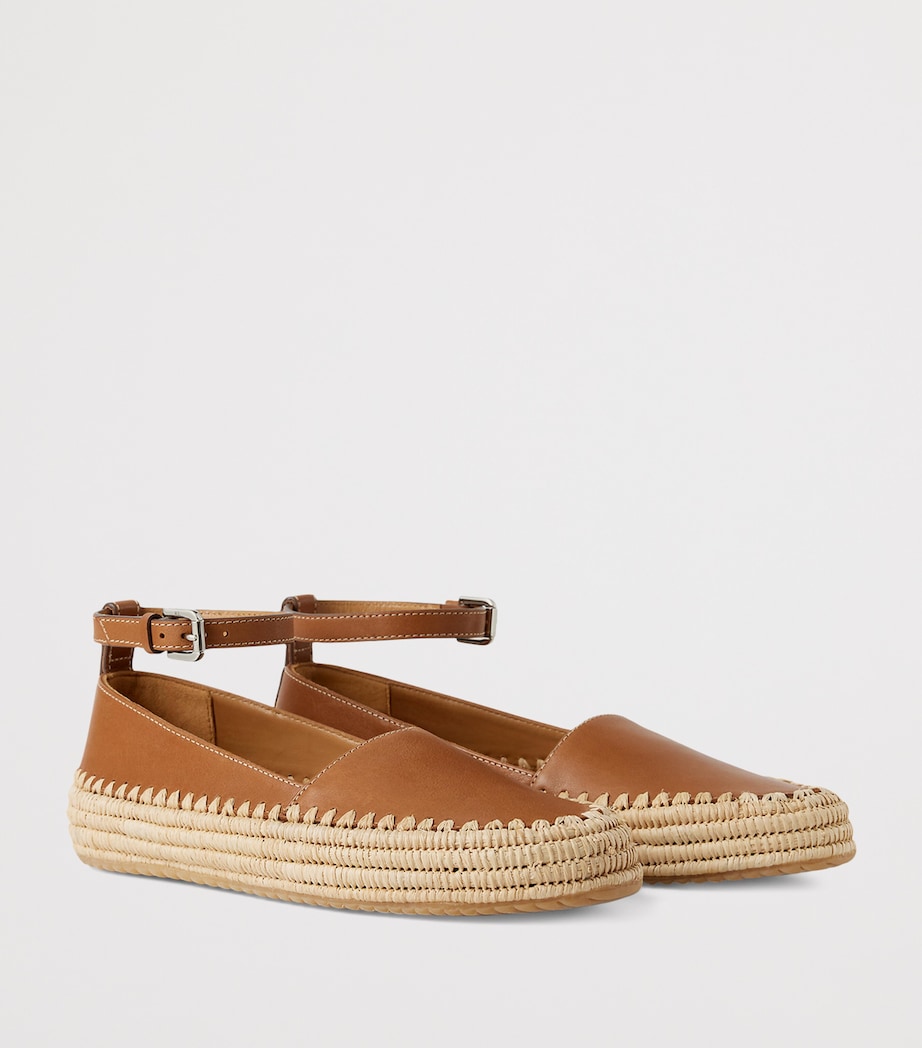Gold Calf Leather Barlowe Wedge Espadrilles 110