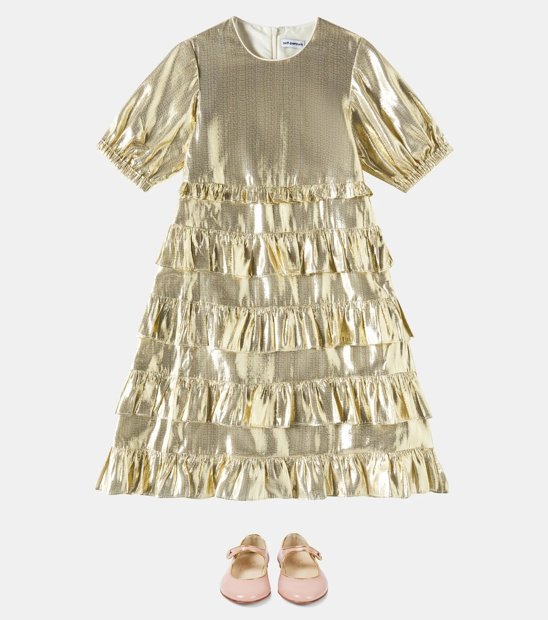 Self-Portrait Kids - Lamé ruffled dress