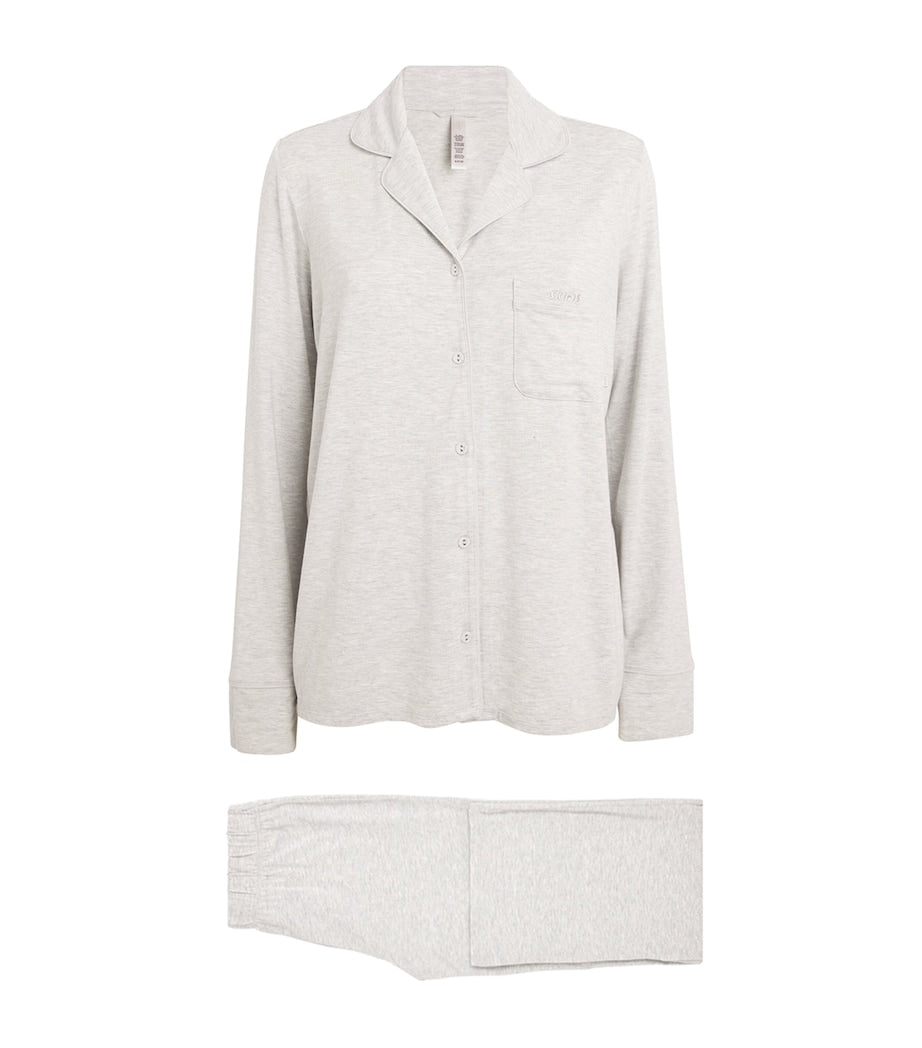Skims Grey Sleep Long-Sleeve Pyjama Set