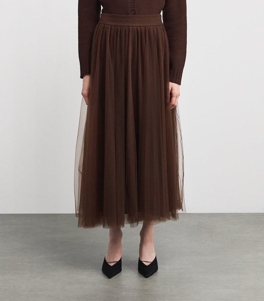 Fabiana Filippi Brown Tulle Maxi Skirt