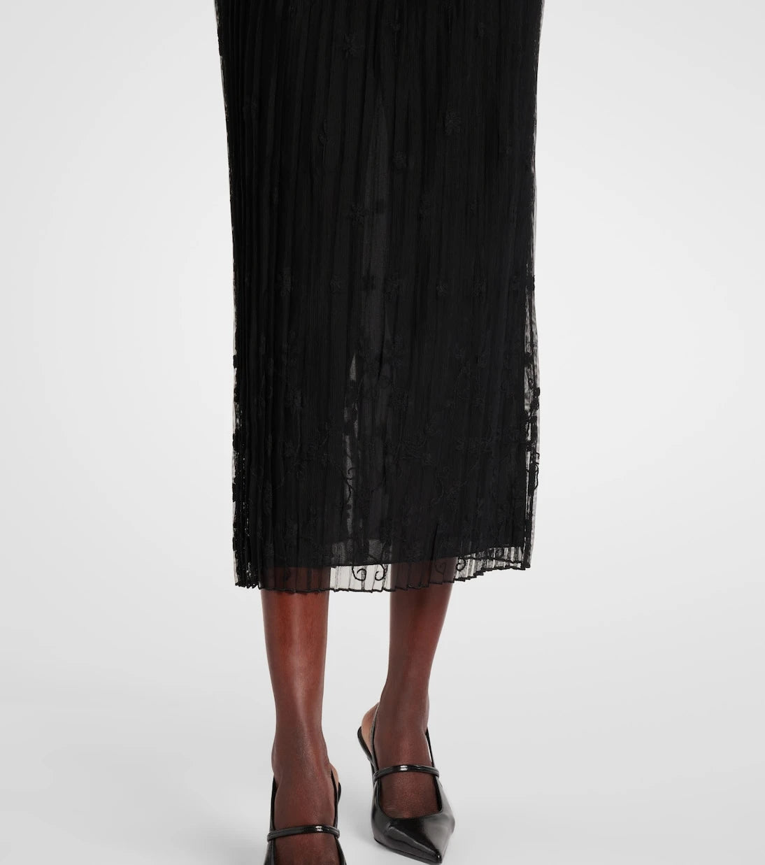 Toteme - Embroidered plissé tulle midi skirt