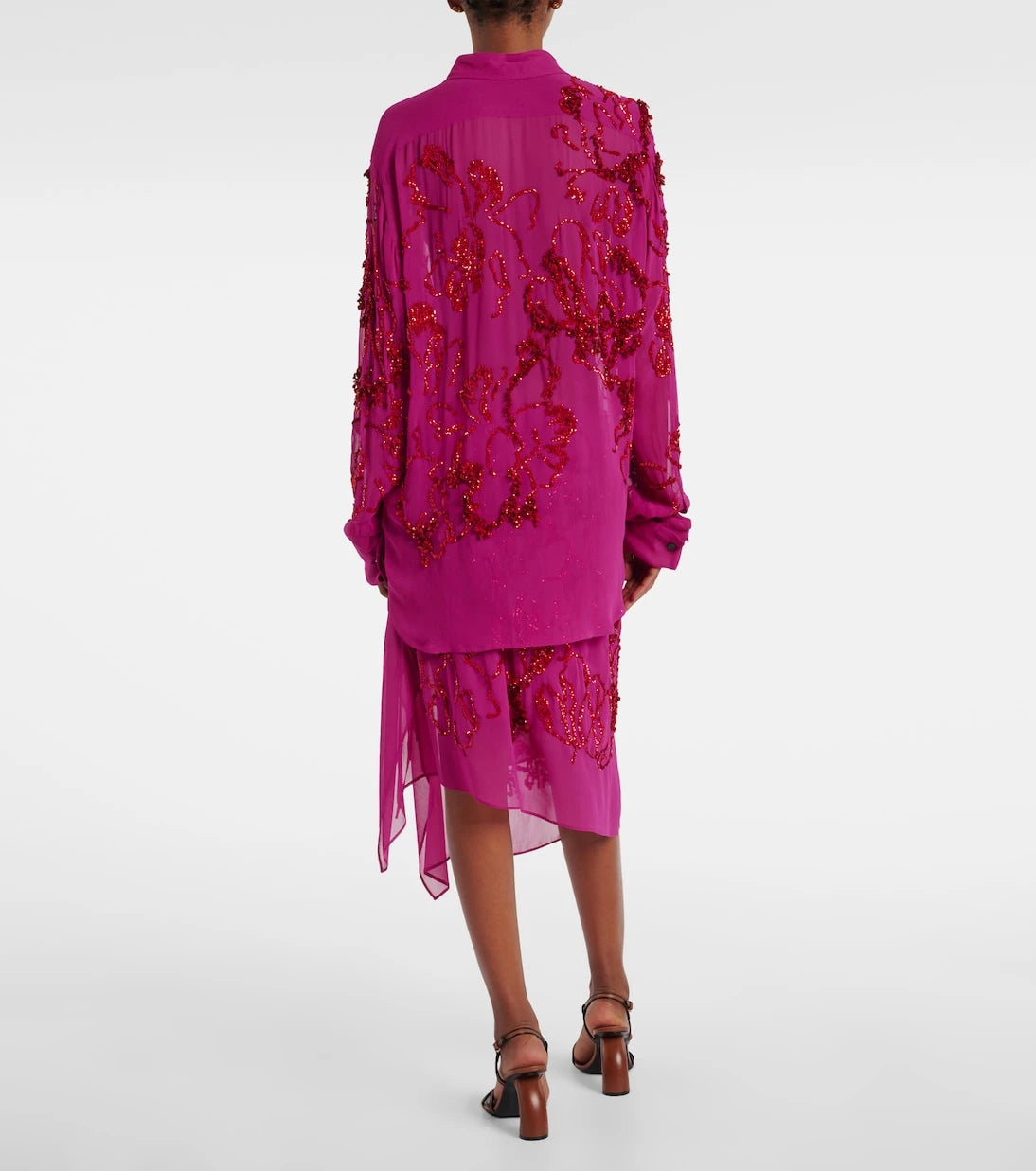 Dries Van Noten - Sequined sheer chiffon blouse