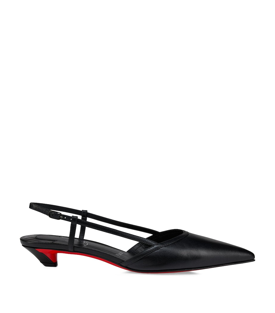 Christian Louboutin Black Miss Z Slingina Leather Pumps 25
