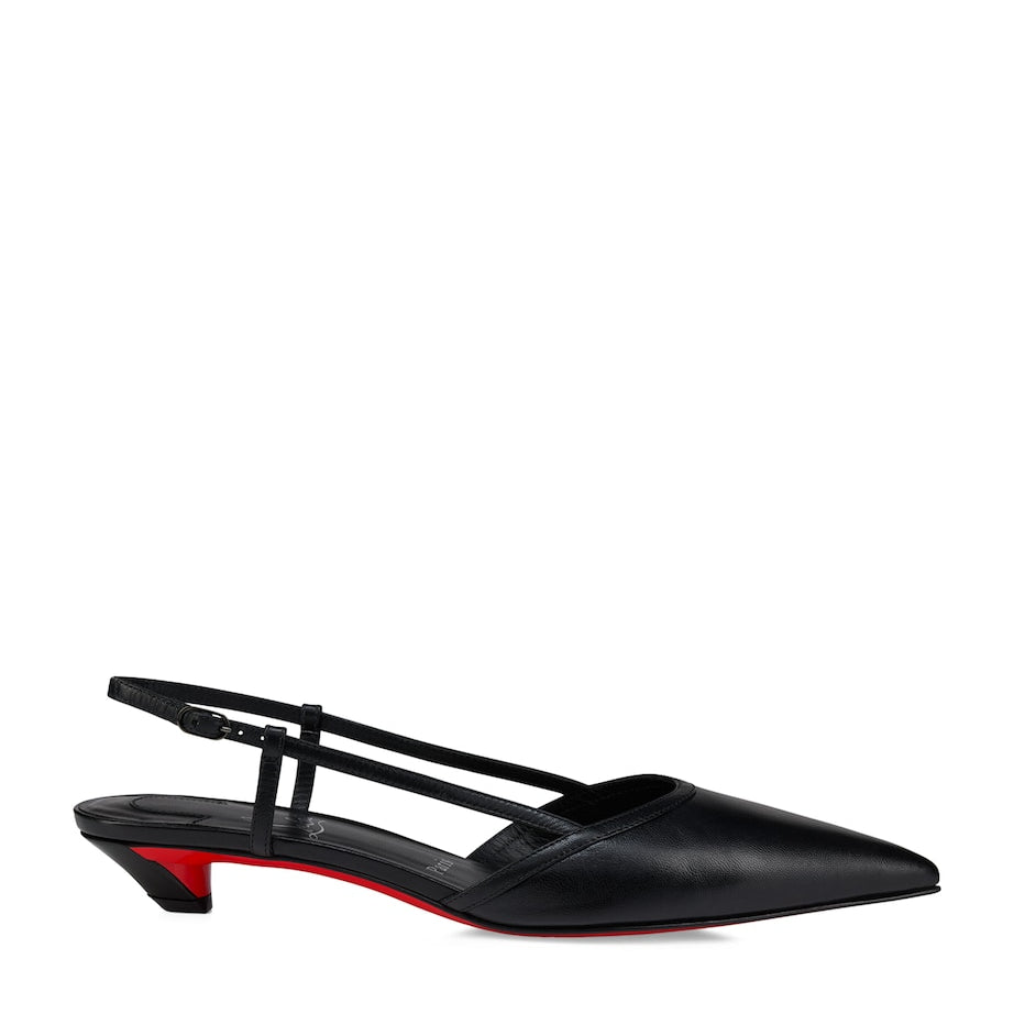 Christian Louboutin Black Miss Z Slingina Leather Pumps 25