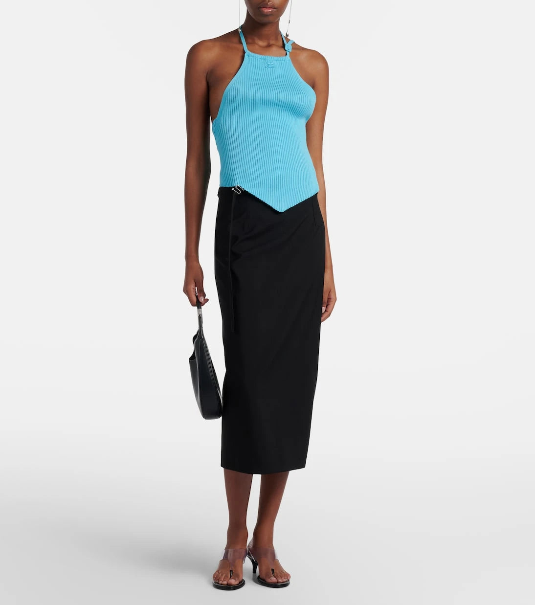 Courrèges - Pointy ribbed-knit halterneck top