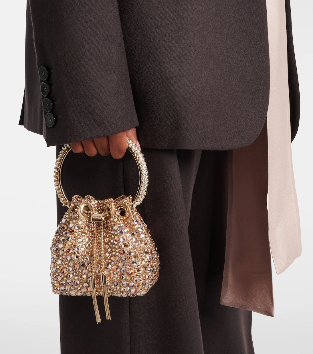 Jimmy Choo - Bon Bon Micro embellished satin bucket bag