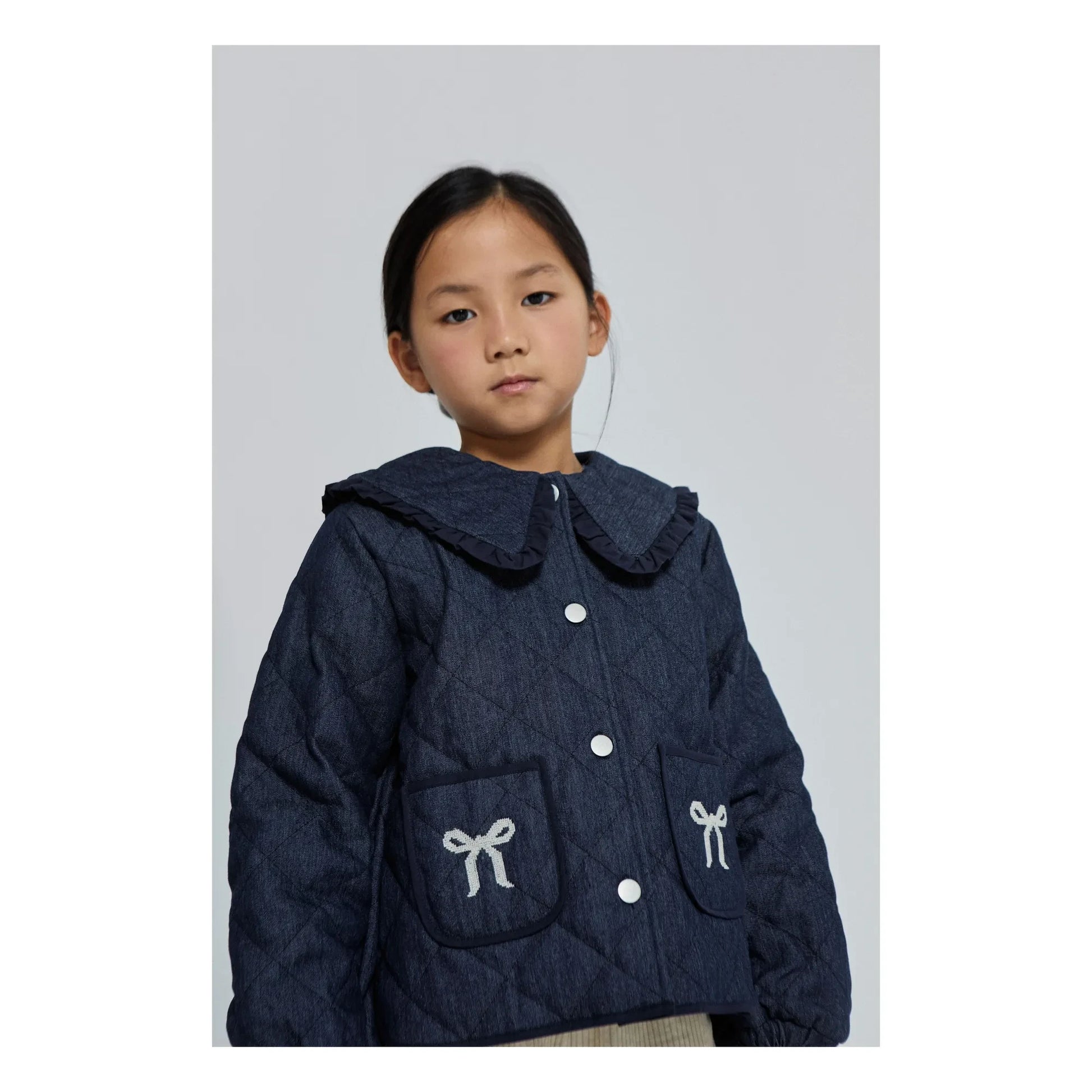 Mipounet - Mariane Jean jacket, Claudine collar | Dark Blue