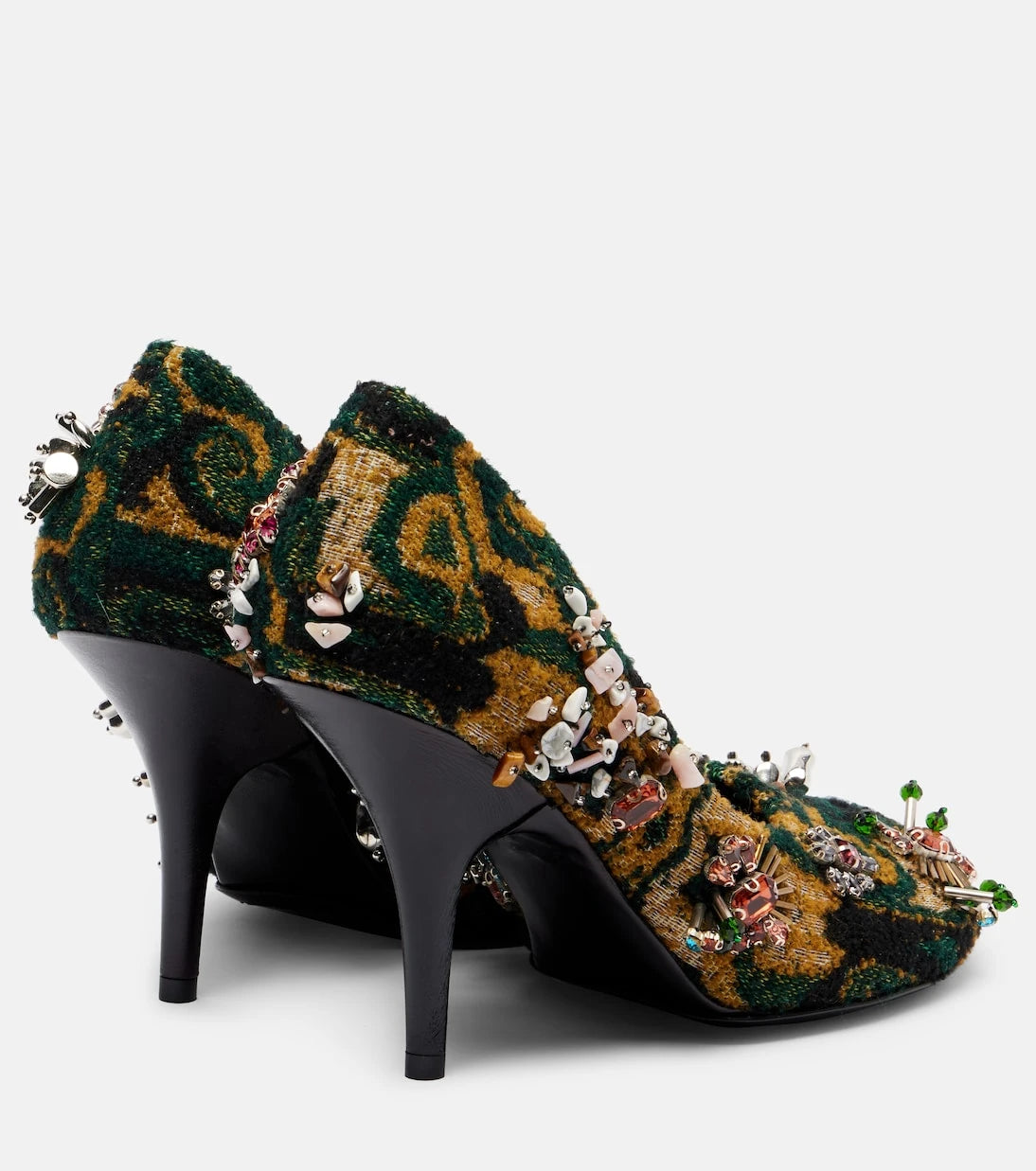 Dries Van Noten - İşlemeli jakar topuklu ayakkabı
