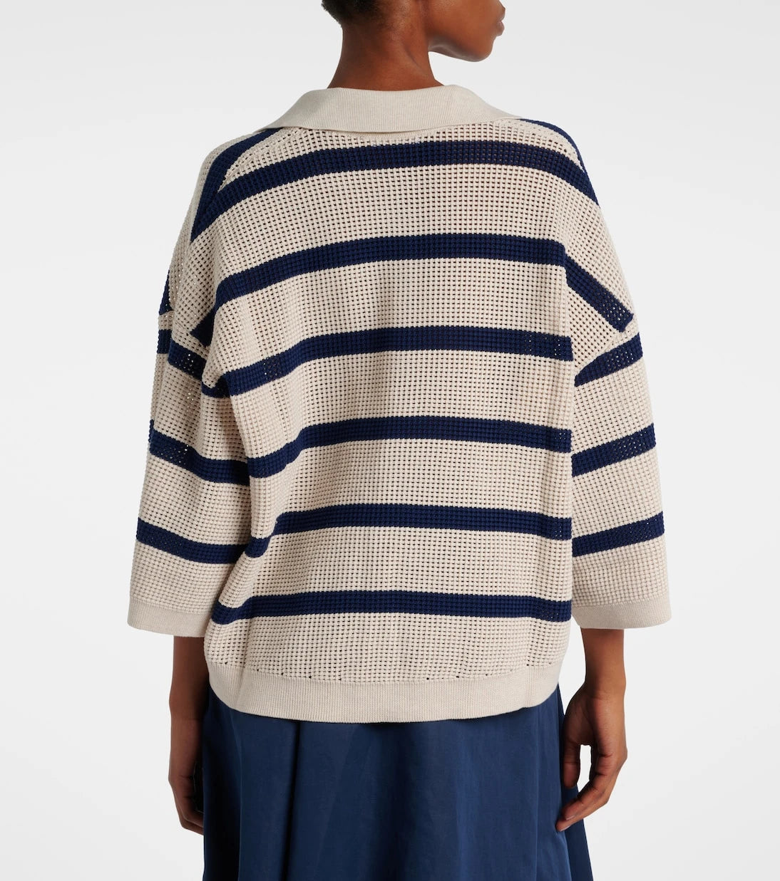 Brunello Cucinelli - Striped cotton polo sweater