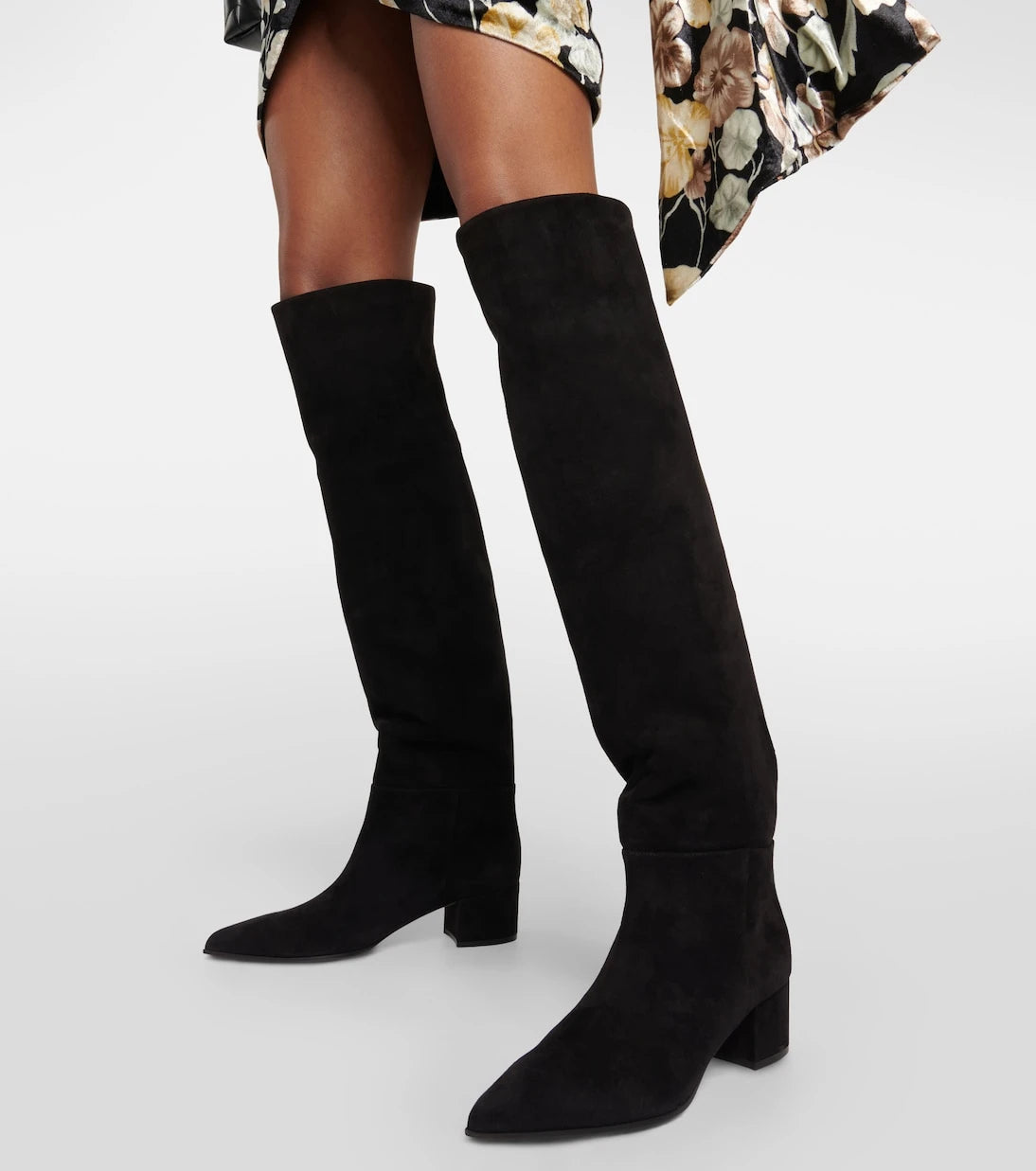 جيانفيتو روسي - حذاء "بايبر" طويل برقبة يصل للركبة من جلد السويد
