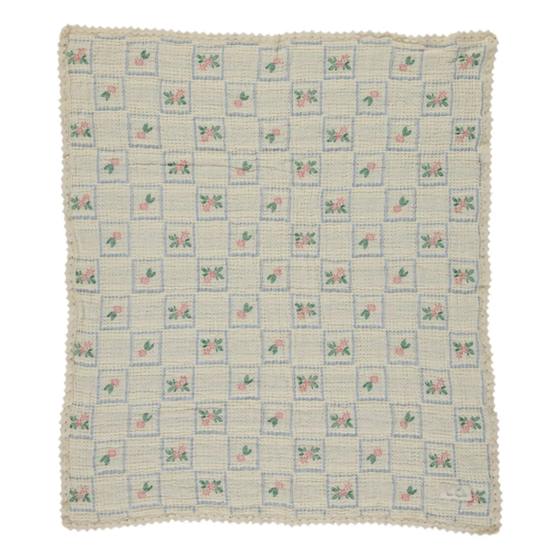 Bebe Organic - Organic Cotton Flowered Waffle Blanket | Ecru