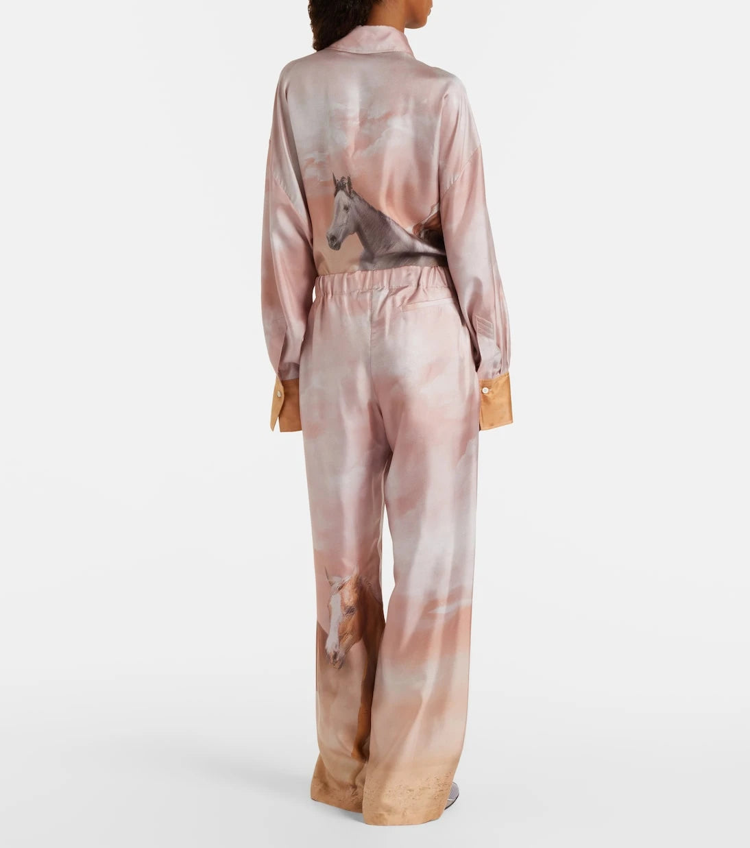 The Attico - Printed silk twill palazzo pants
