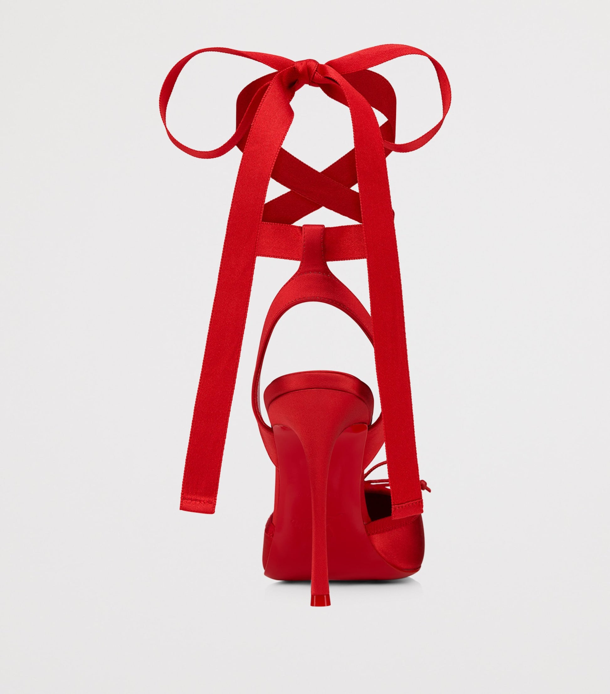 Christian Louboutin Red Cassia Lace-Up Satin Pumps 100