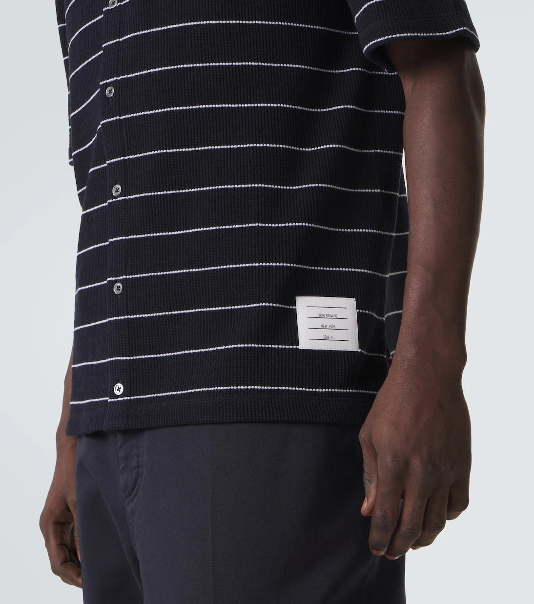 Thom Browne - Striped cotton and linen polo shirt