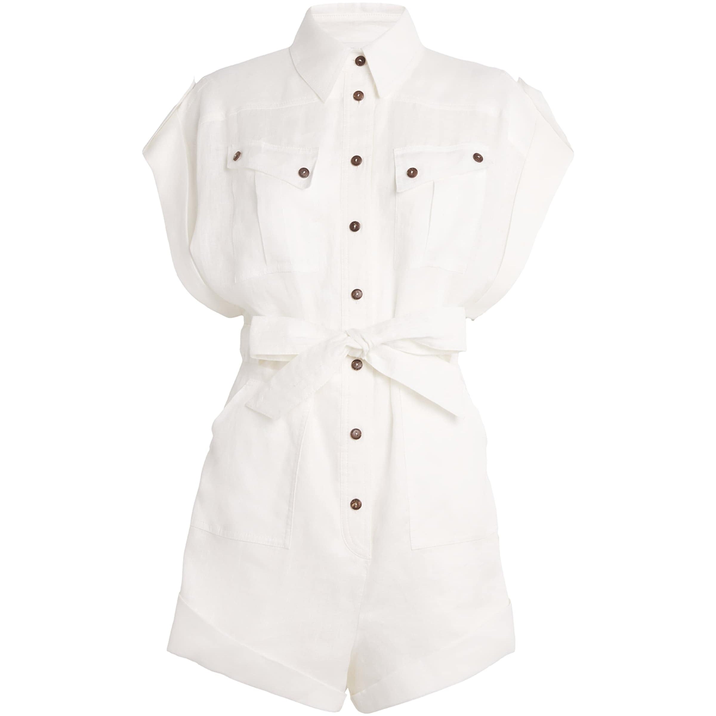 Linen Cuffed Rhiannon Playsuit IVO/IVORY