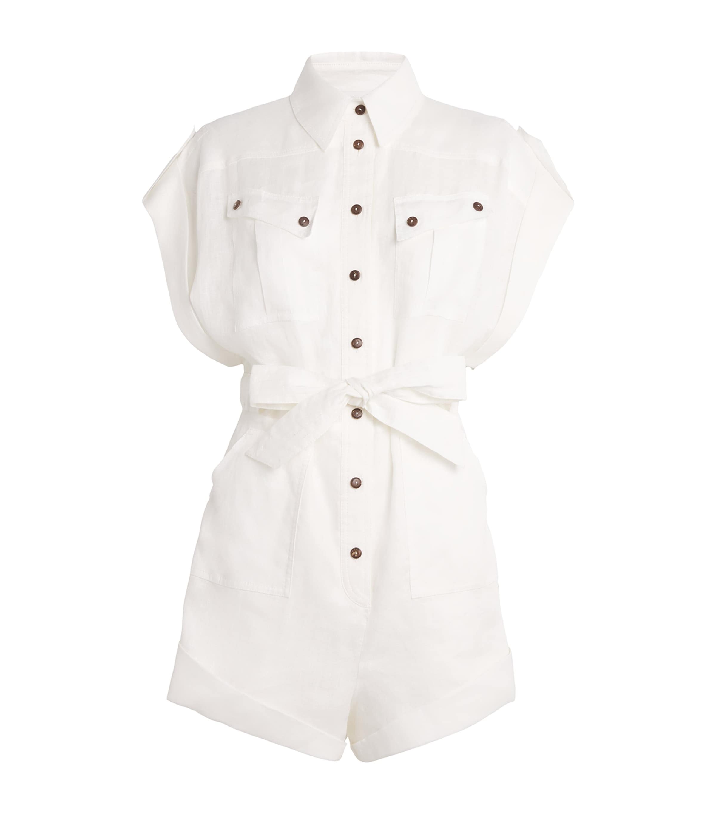 Linen Cuffed Rhiannon Playsuit IVO/IVORY