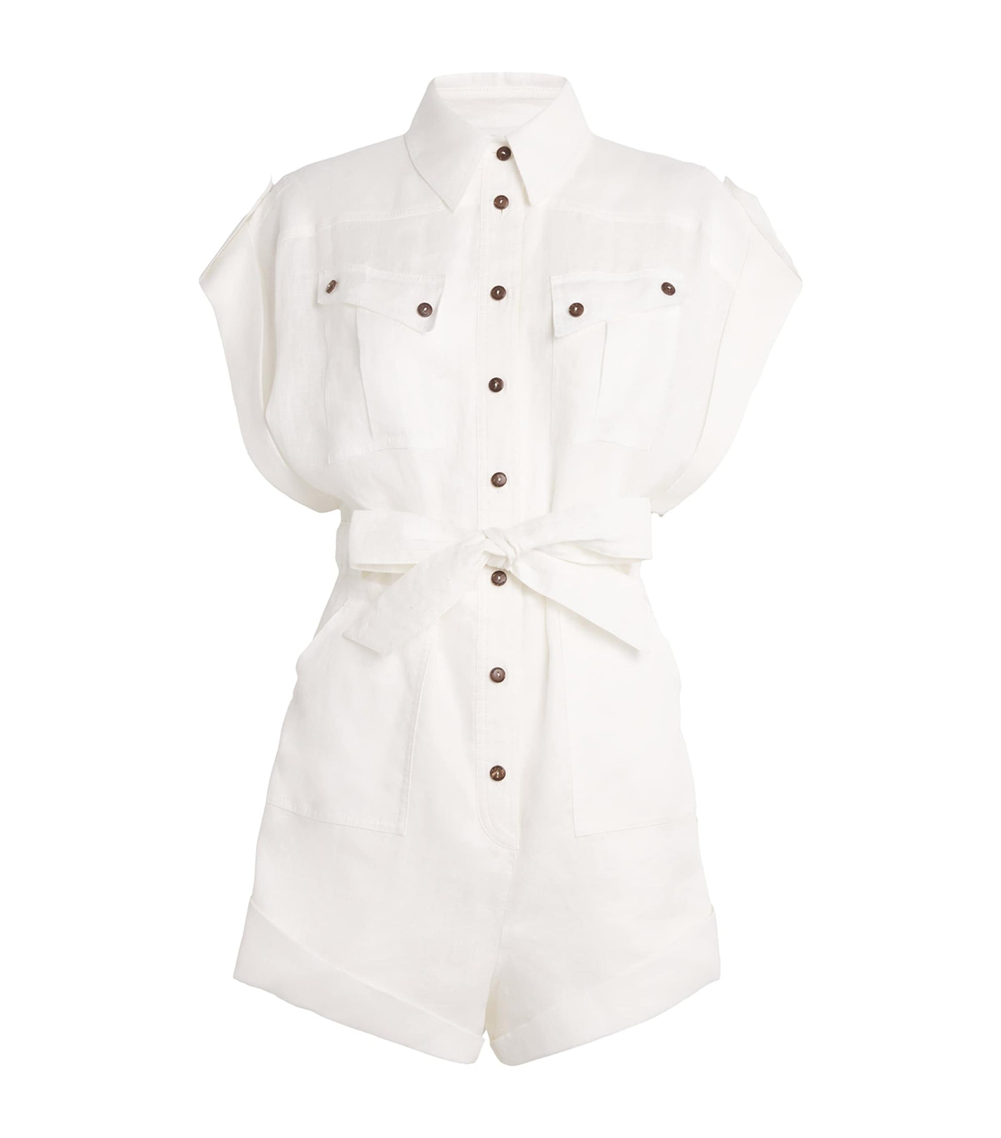 Linen Cuffed Rhiannon Playsuit IVO/IVORY