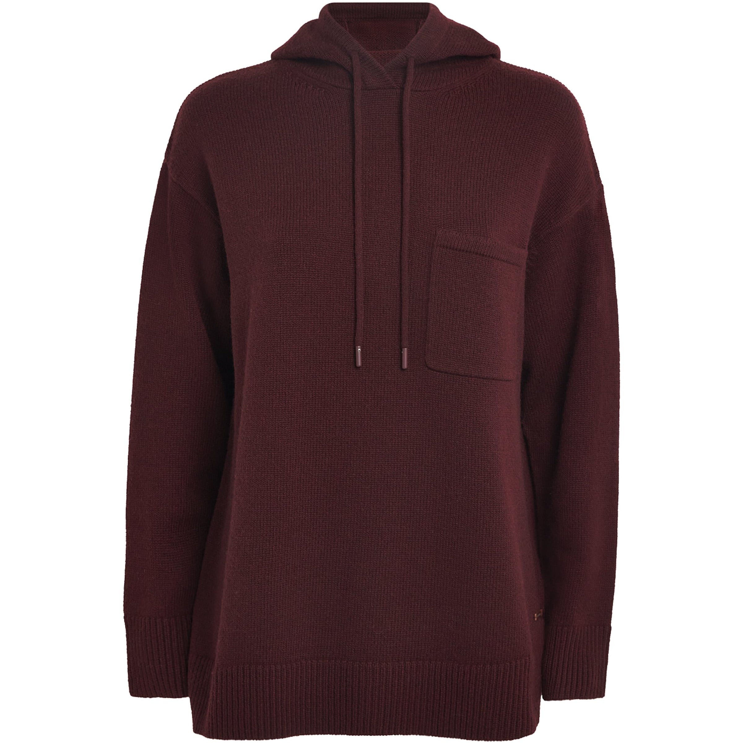 Max Mara Red Wool-Cashmere Knitted Hoodie