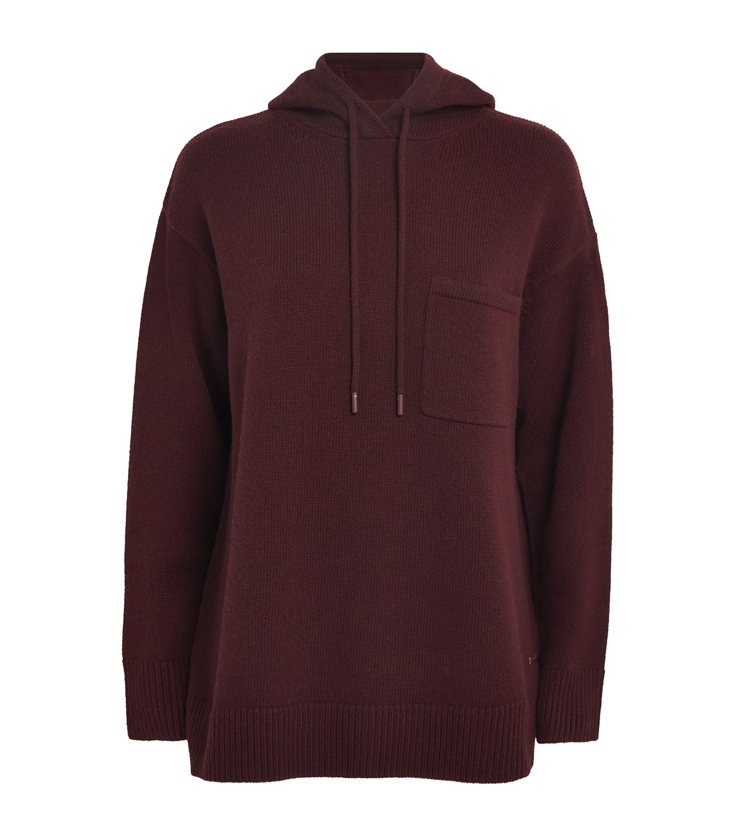 Max Mara Red Wool-Cashmere Knitted Hoodie