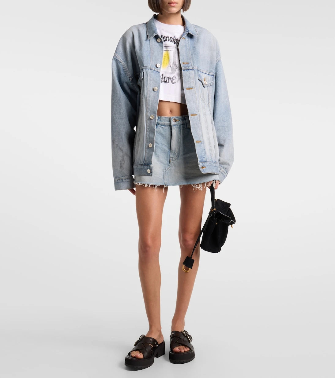 Balenciaga - شورت جينز بتصميم تنورة