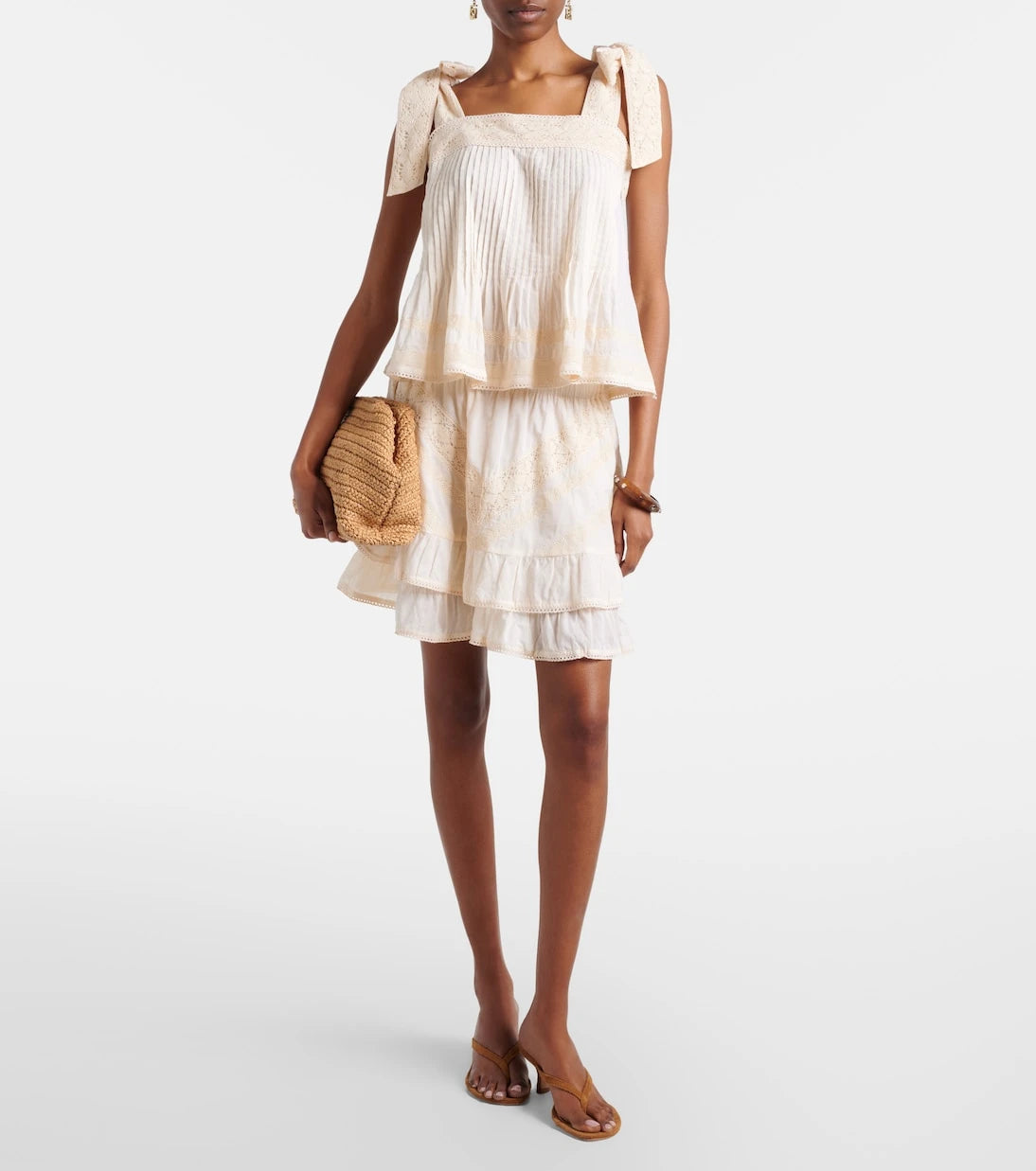 Juliet Dunn - Lace-trimmed cotton top