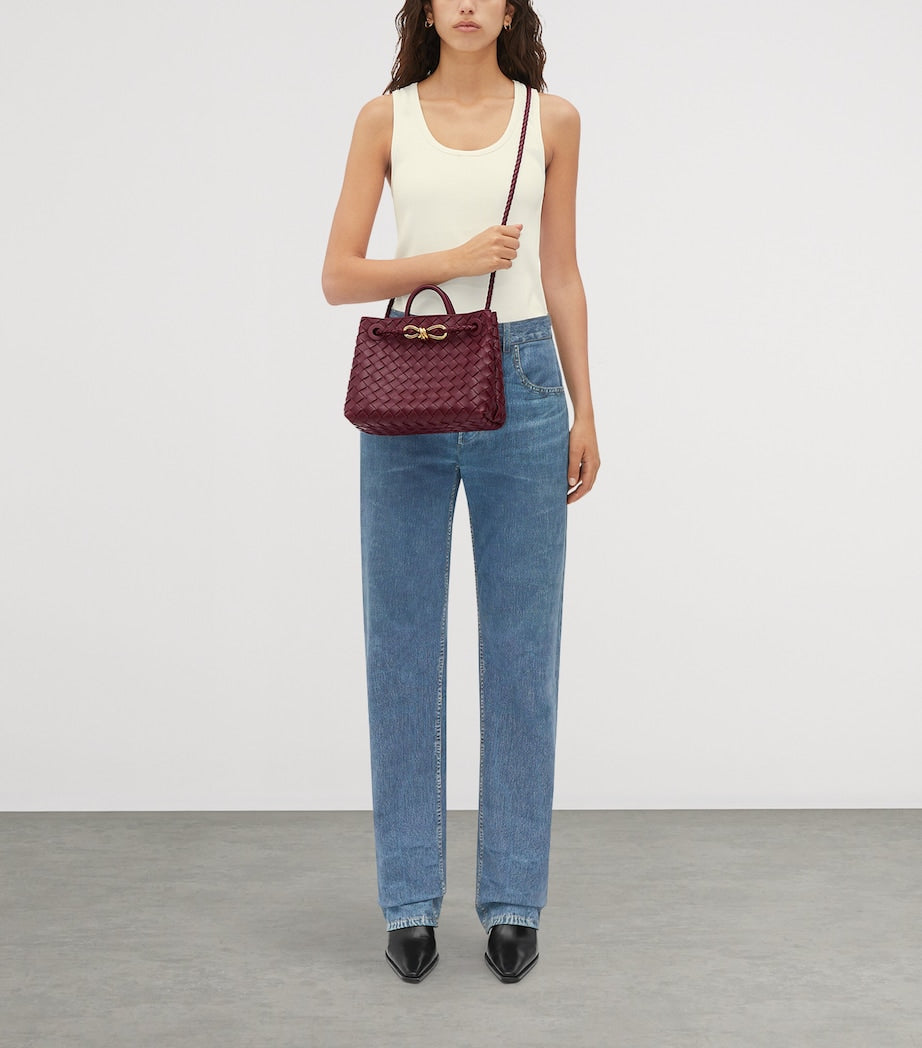 Grey Small Leather Andiamo Top-Handle Bag