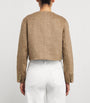 Sandro Paris Beige Wool-Blend Stripe Cropped Jacket