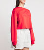 Adanola Red Cropped Raw-Hem Sweatshirt