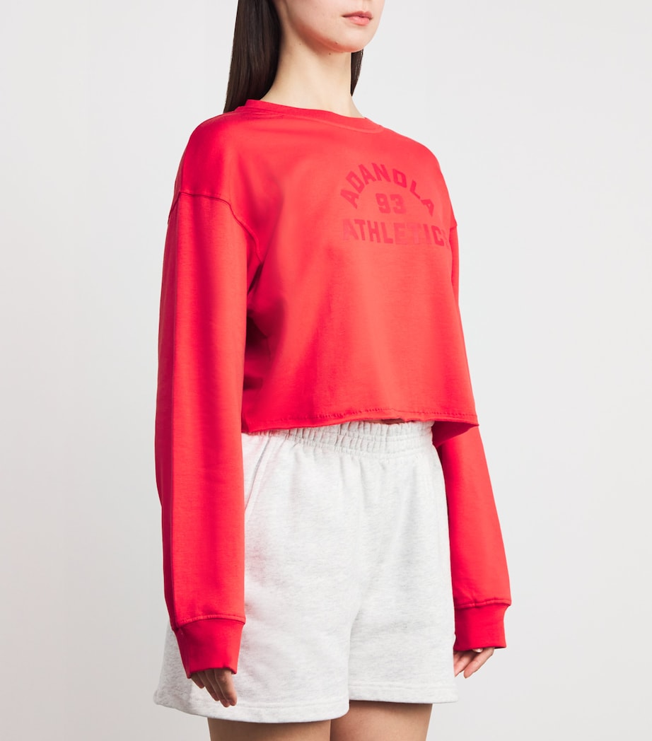 Adanola Red Cropped Raw-Hem Sweatshirt