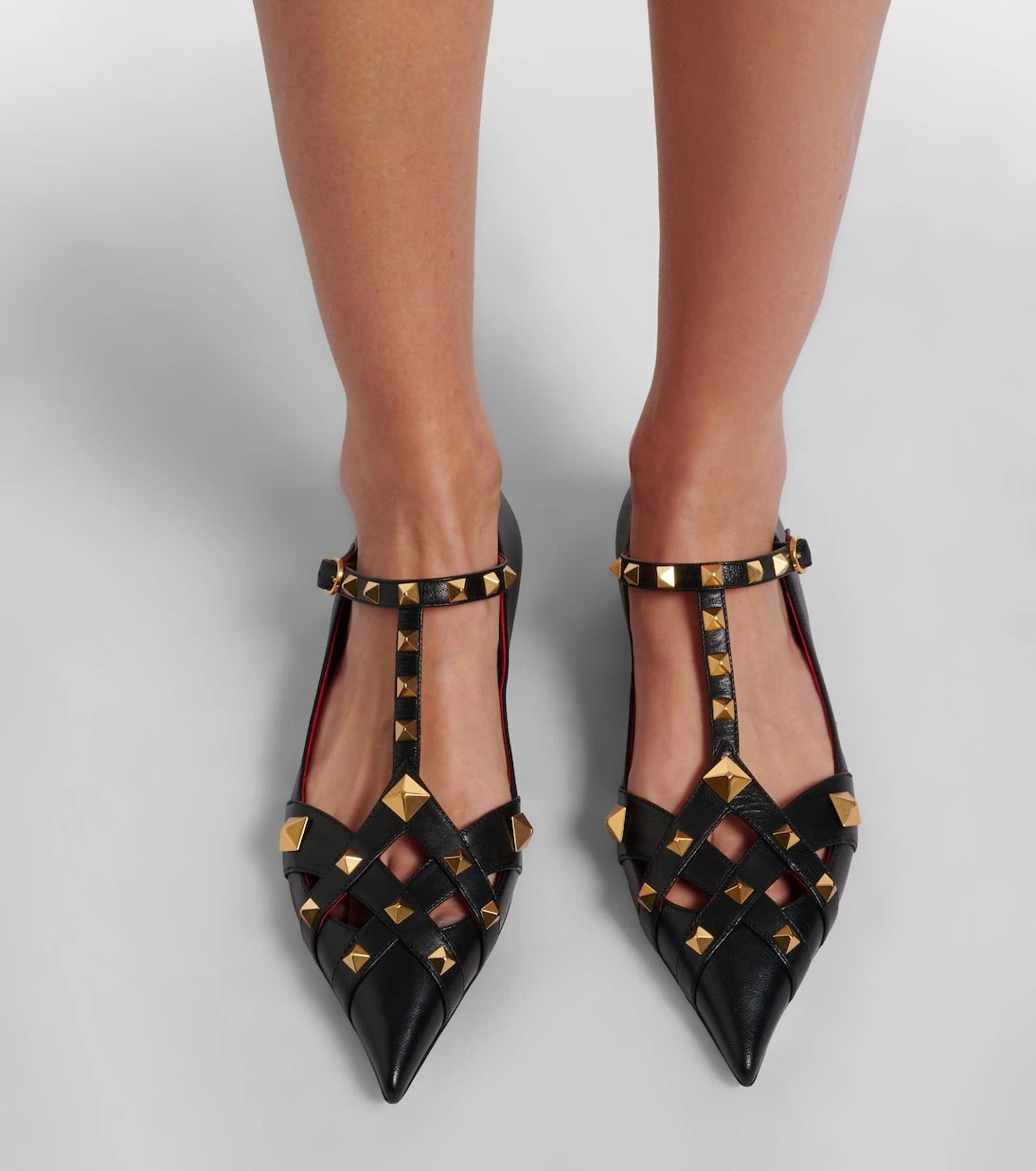 Valentino Garavani - Studdy leather Mary Jane flats