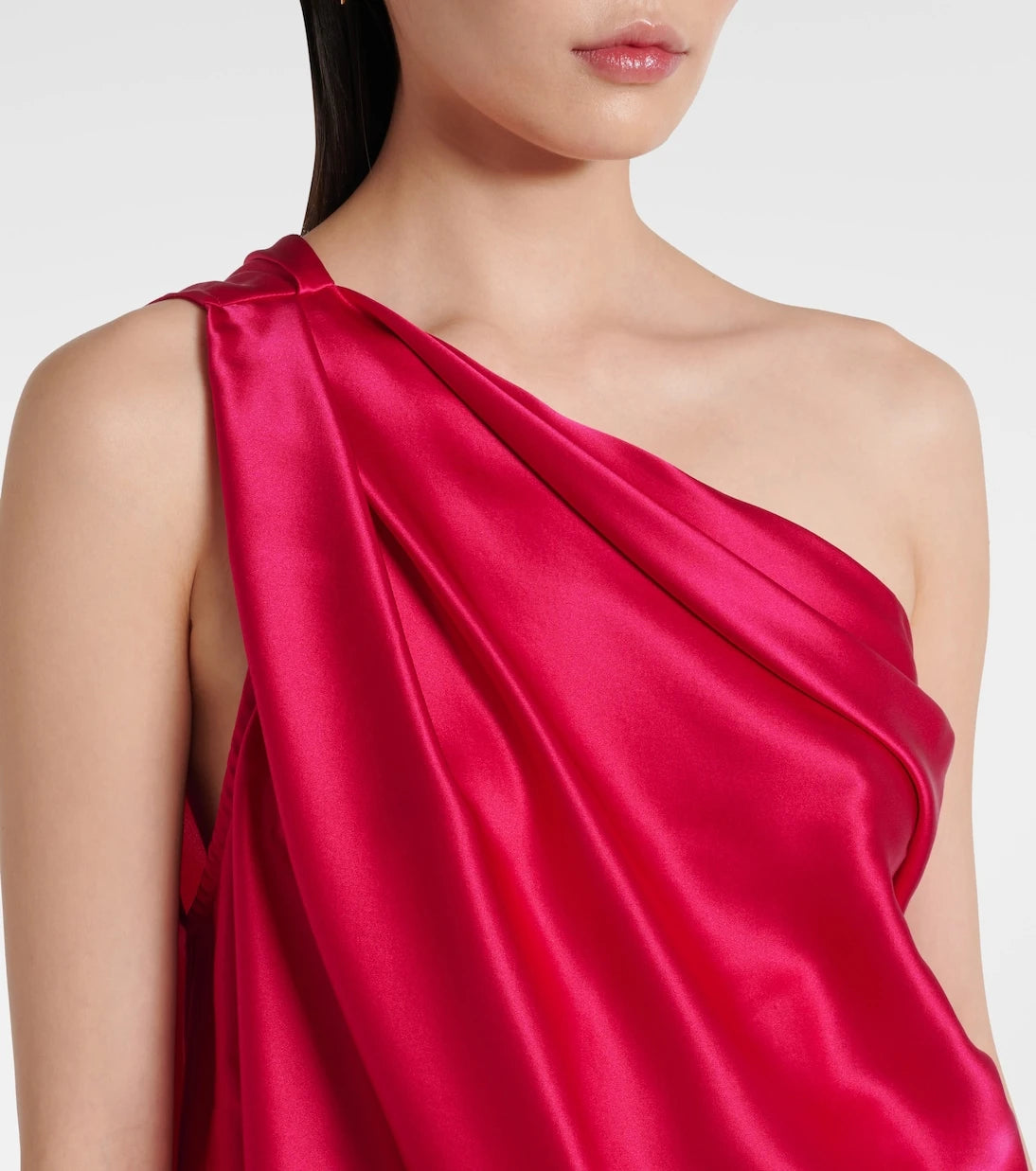 The Sei - One-shoulder draped silk satin top