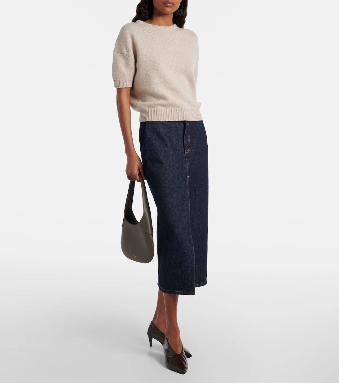 Khaite - Anden denim midi skirt