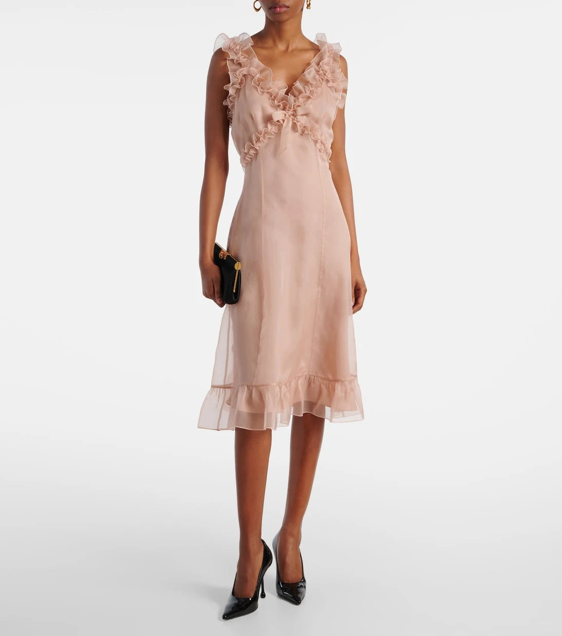 Alessandra Rich - Ruffled silk organza slip dress