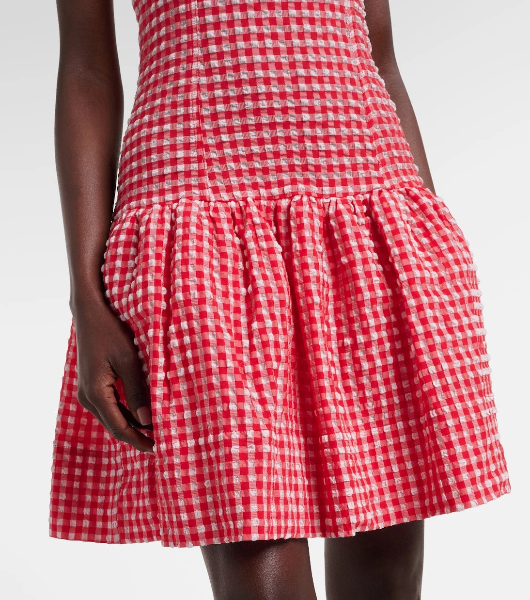Ganni - Seersucker ruffled minidress