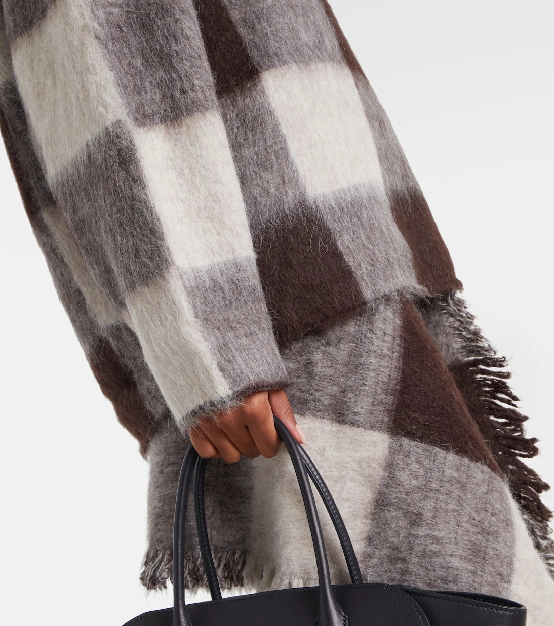 Proenza Schouler - سترة بياقة عالية من مزيج الألبكة بنقشة الكاروه طراز Kai