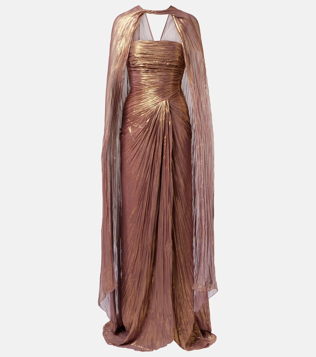 Marmar Halim - Caped pleated bustier gown
