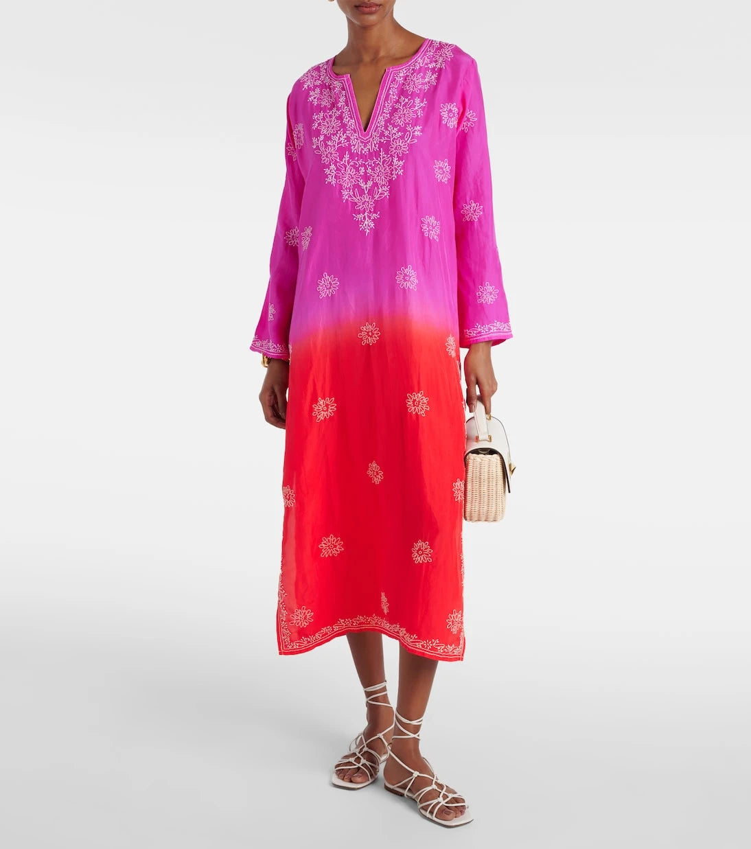 Juliet Dunn - Embroidered ombré silk kaftan