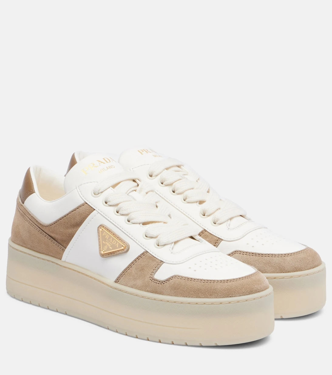Prada - Downtown Bold leather platform sneakers