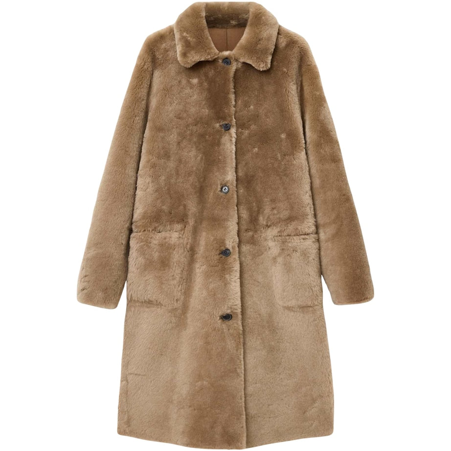 Shearling Reversible Serra Coat CONKER BROWN