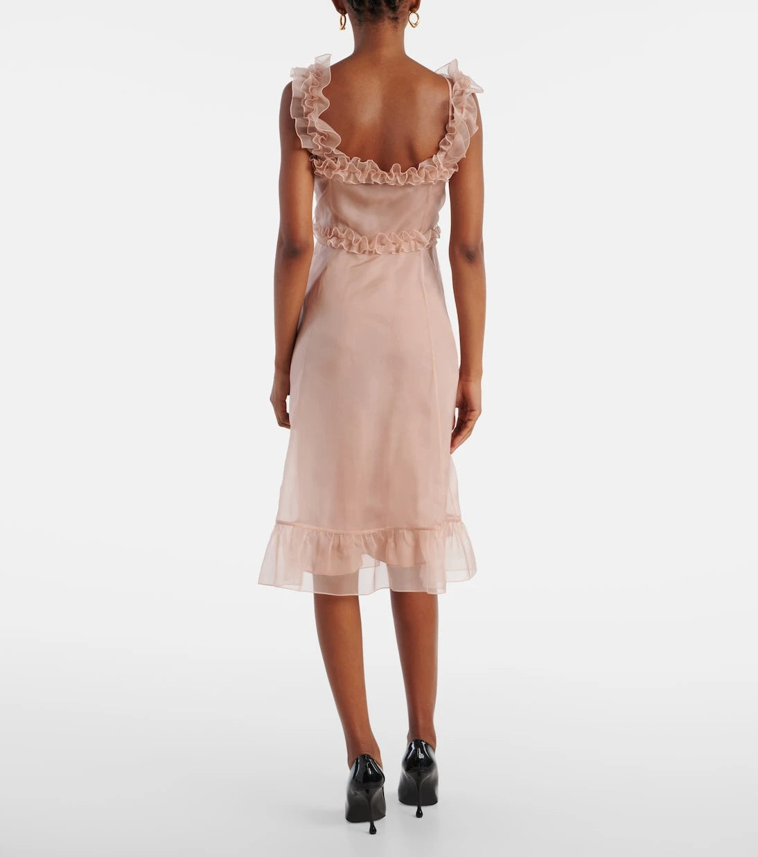 Alessandra Rich - Ruffled silk organza slip dress