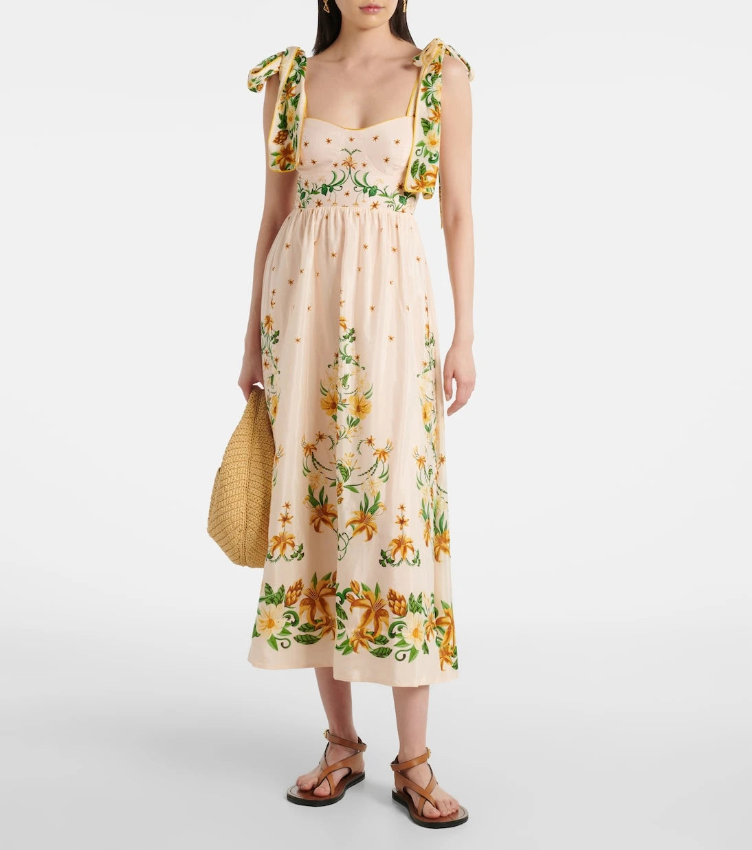 Farm Rio - Floral cotton-blend midi dress