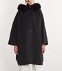 Wool-Cashmere Fox-Trim Cape Coat