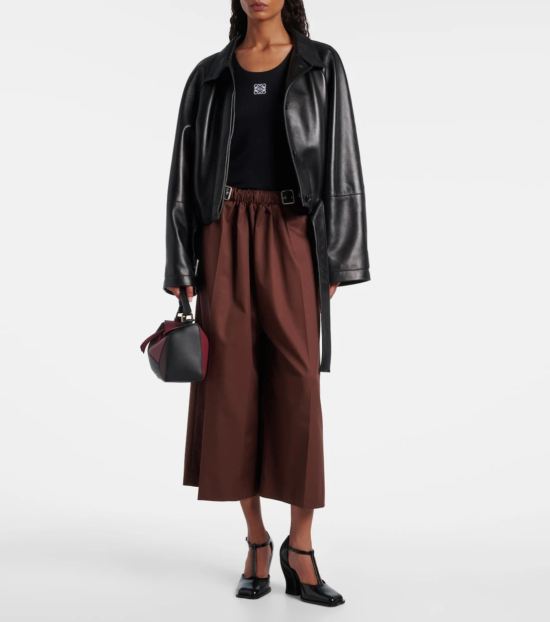 Loewe - High-rise cotton and silk culottes