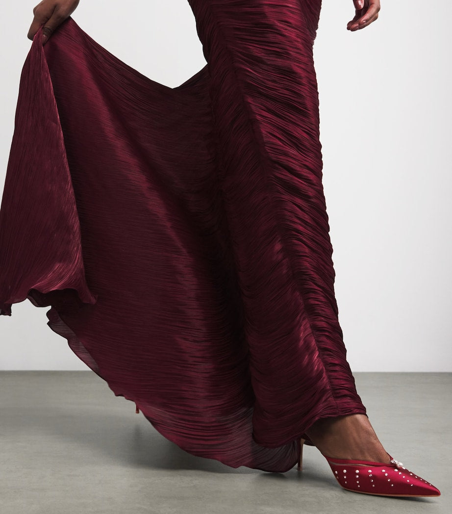 Malone Souliers Red Satin Embellished Marisa Heeled Mules 70