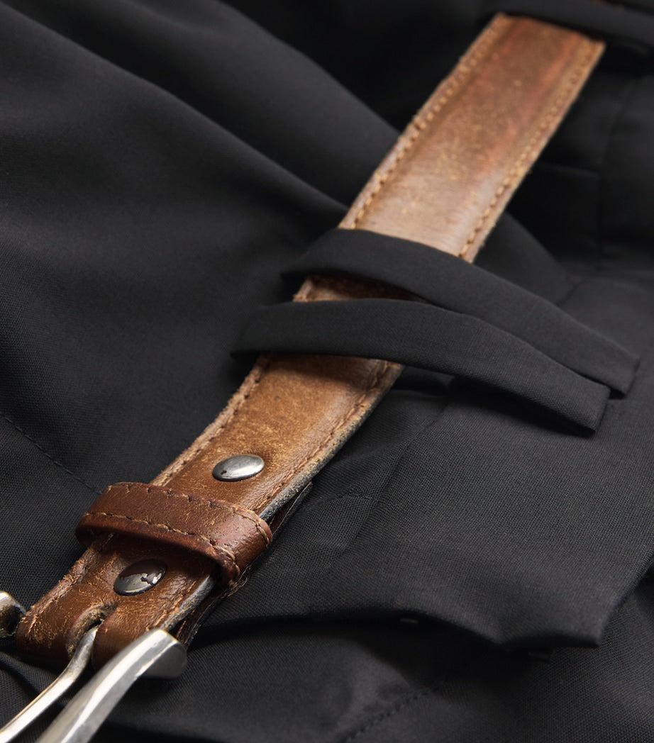 A.W.A.K.E. Mode Black Wool Full-Split Wide-Leg Trousers